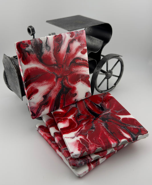 Red/White Square Coasters